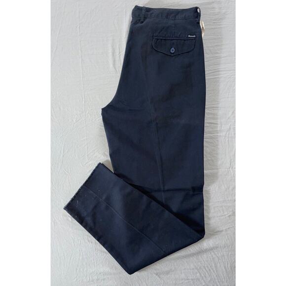 Faconnable Vintage Washed Pleated Chino Pants. Navy Blue, Actual 37. NWOT!! - Picture 1 of 7